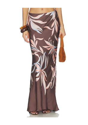 ROCOCO SAND Floral Maxi Skirt in Brown. Size L. Also in M, S, XL, XS, XXS.