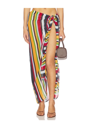 SEVEN WONDERS Xyla Front Tie Maxi Skirt in Red,Black. Size L. Also in M, S, XL, XS.