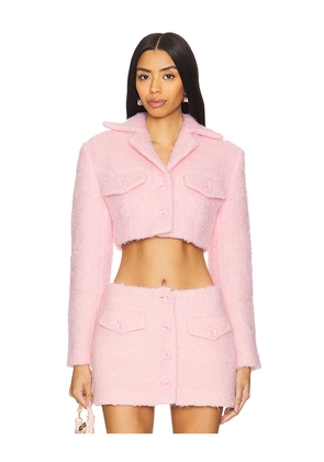 Yuhan Wang Faux Fur Cropped Jacket in Pink. Size L. Also in M.