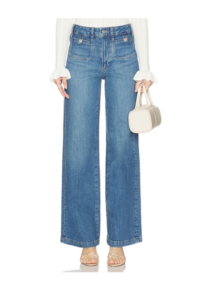 PAIGE Anessa Rounded Pockets Jeans in Blue. Size 24. Also in 26, 27, 28, 29, 30, 31, 32, 33, 34.