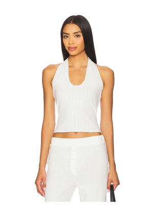 VIR VITA Pointelle Halter Top in White. Size M. Also in S, XS.
