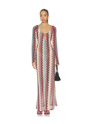 SEVEN WONDERS Emerie Scoop Neck Maxi Dress in Red,Black. Size L. Also in M, S, XL, XS.