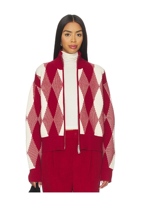 Varley Karina Jacquard Knit Jacket in Red. Size XL. Also in L, XS.
