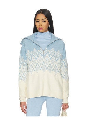 Varley Hedda Fairisle Half Zip Sweater in Blue. Size L. Also in XL.