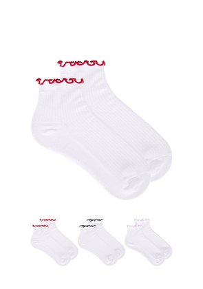 Stems 3-pack Ruffle Contrast Ankle Socks in White.