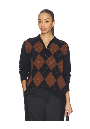 Rohe Compact Knitted Check Polo in Black. Size 34. Also in 36, 38, 40.