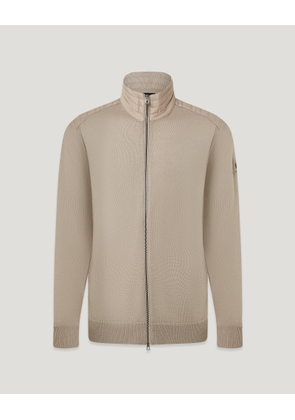 Belstaff Kelby Zip Cardigan Men's Merino Wool Dark Sand Size 2XL