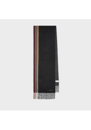 Paul Smith Black 'Signature Stripe' Edge Cashmere Scarf