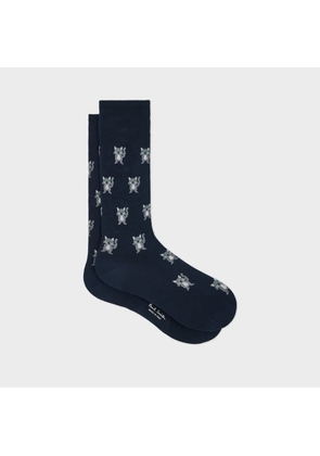 Paul Smith Navy 'Cat' Socks Blue