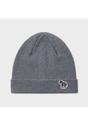 Paul Smith Grey Zebra Logo Wool Beanie