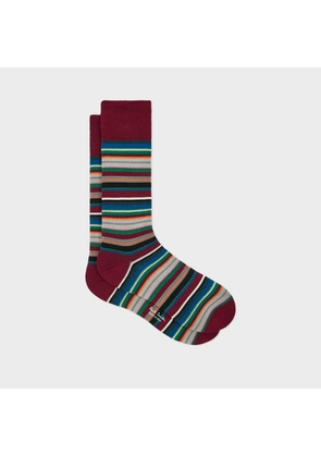 Paul Smith Burgundy Multicolour Stripe Socks Red