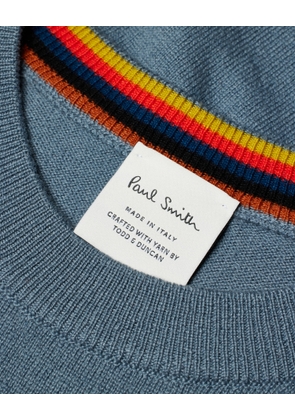 Paul Smith Stone Blue Cashmere Crew Neck Sweater