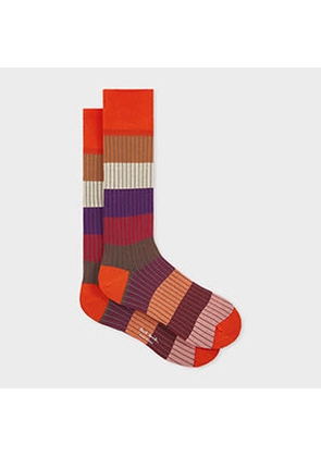 Paul Smith Red Ribbed Colour Block Socks
