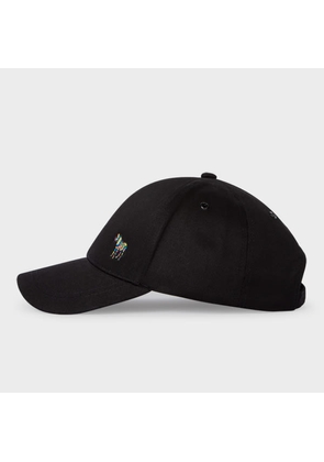 PS Paul Smith Black Cotton 'Zebra' Logo Baseball Cap
