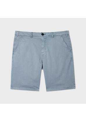 PS Paul Smith Light Blue Stretch Cotton-Twill Shorts With Embroidery Detail