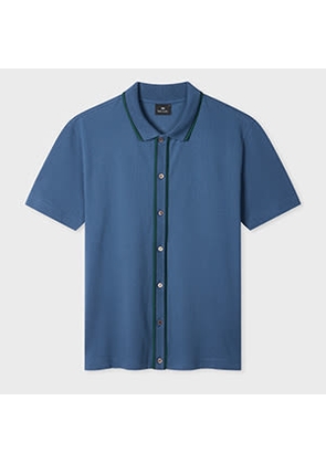 PS Paul Smith Mid Blue Button-Through Polo Shirt