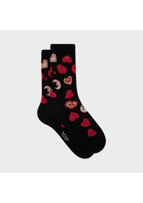 Paul Smith Women's Black 'Hearts and Stars' Cotton-Blend Socks
