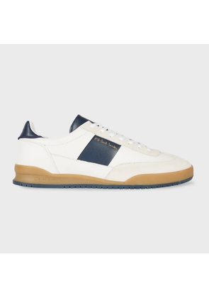 PS Paul Smith White and Navy 'Dover' Leather Panel Trainers