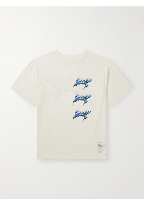 Satisfy - Logo-Print Distressed MothTech™ Cotton-Jersey T-Shirt - Men - Neutrals - XS