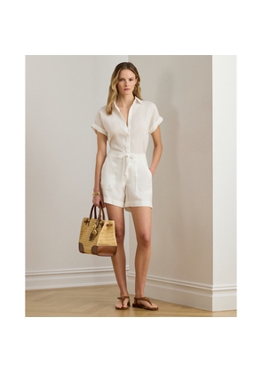 Linen Wide-Leg Drawcord Short