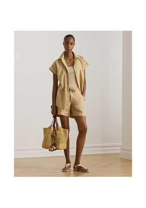 Linen Wide-Leg Drawcord Short