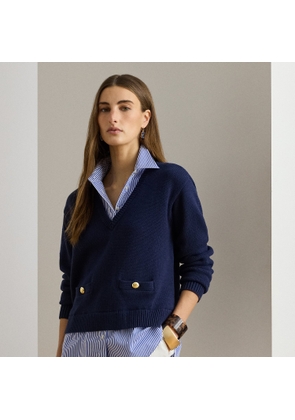 Layered Button-Trim Cotton Jumper