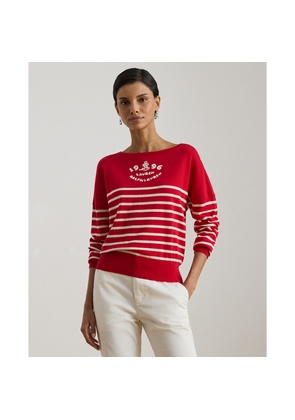 Logo Striped Cotton Boatneck Jumper
