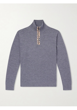 Burberry - Checked Wool Half-Zip Sweater - Men - Gray - S