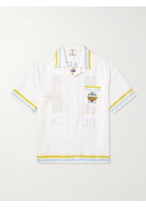 Casablanca - Tennis Camp-Collar Logo-Print Silk-Twill Shirt - Men - White - XS