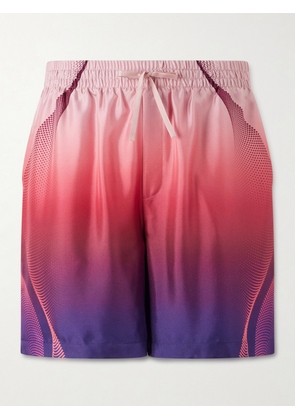 Casablanca - Straight-Leg Printed Dégradé Silk-Twill Drawstring Shorts - Men - Pink - S