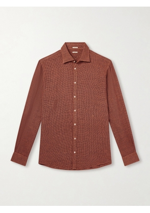 Massimo Alba - Genova Houndstooth Cotton Shirt - Men - Orange - S