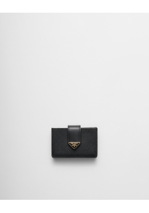 Saffiano and smooth leather card holder