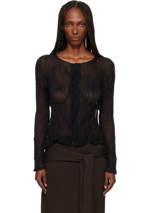 ISSEY MIYAKE Black Chiffon Twist Cardigan