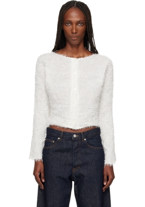 ISSEY MIYAKE Off-White Shifted Fuzzy Pleats Cardigan