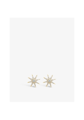 Womens Carat London Vega Star-Shaped Yellow Gold-Plated Vermeil Sterling Silver and Cubic Zirconia Stud Earrings