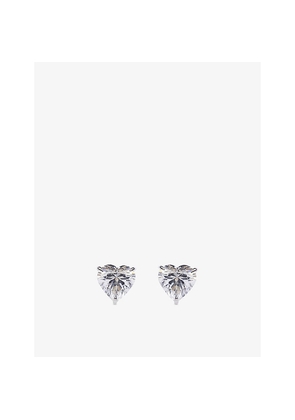Womens Carat London Camden Heart 9ct White-Gold and Cubic Zirconia Stud Earrings