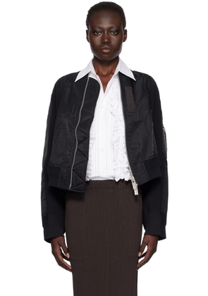 sacai Black Paneled Bomber Jacket