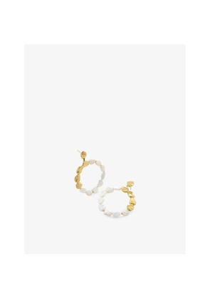 Womens Monica Vinader Beaded 18ct Yellow Gold-Plated Vermeil Recycled Sterling-Silver and Pearl Hoop Earrings