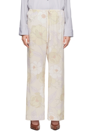 Dries Van Noten Off-White Silk Trousers