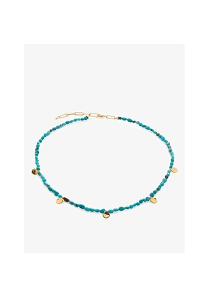 Womens Monica Vinader Rio Mini 18ct Yellow Gold-Plated Vermeil Sterling-Silver and Turquoise Beaded Bracelet