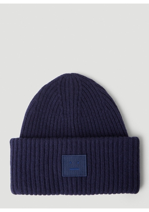 Acne Studios Face Patch Beanie Hat -  Hats Navy One Size