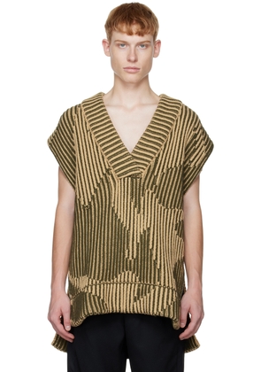 Feng Chen Wang Green Jacquard Oversized V-Neck