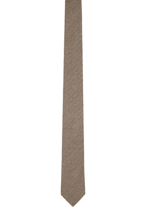 Dries Van Noten Beige Herringbone Tie