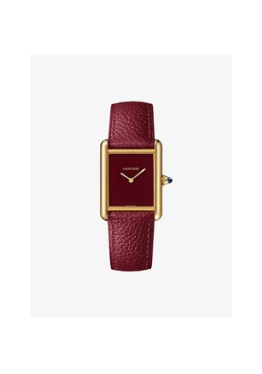 Cartier Crwgta0272 Tank Louis Large 18ct Yellow-Gold and Leather Mechanical Watch