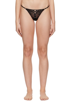 Fleur du Mal Black Lace-Up Thong