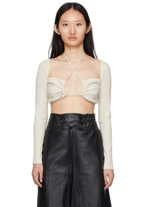 Rosetta Getty Grey Cropped Long Sleeve T-Shirt