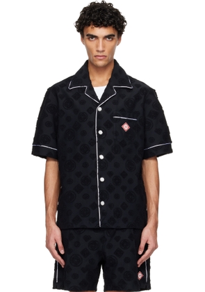 Casablanca Black Towelling Monogram Short Sleeve Shirt