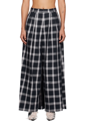 Pushbutton Navy Pleats Front Wide Skort