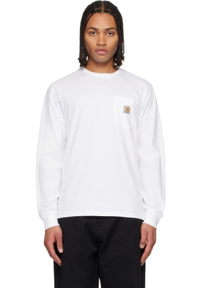 Carhartt Work In Progress White Long Sleeve Pocket T-shirt