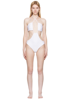 Rosetta Getty White Recycled Nylon One-Piece Swimsuit